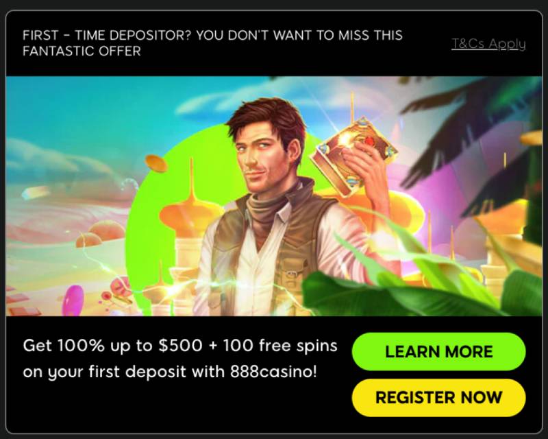888 Casino – Thưởng 100% lên đến $500 + 100 vòng quay miễn phí