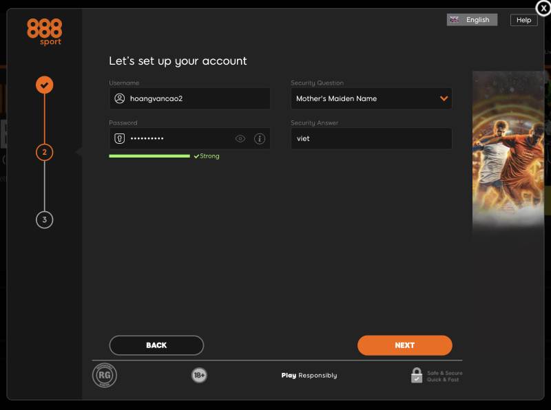 Hướng Dẫn Đăng Ký 888BET Nhanh Và Chi Tiết Nhất 2 Bước 3: Tạo tài khoản đăng nhập